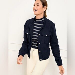 NWT Talbots Bomber  jacket in elegant tweed Sz XL Indigo Blue